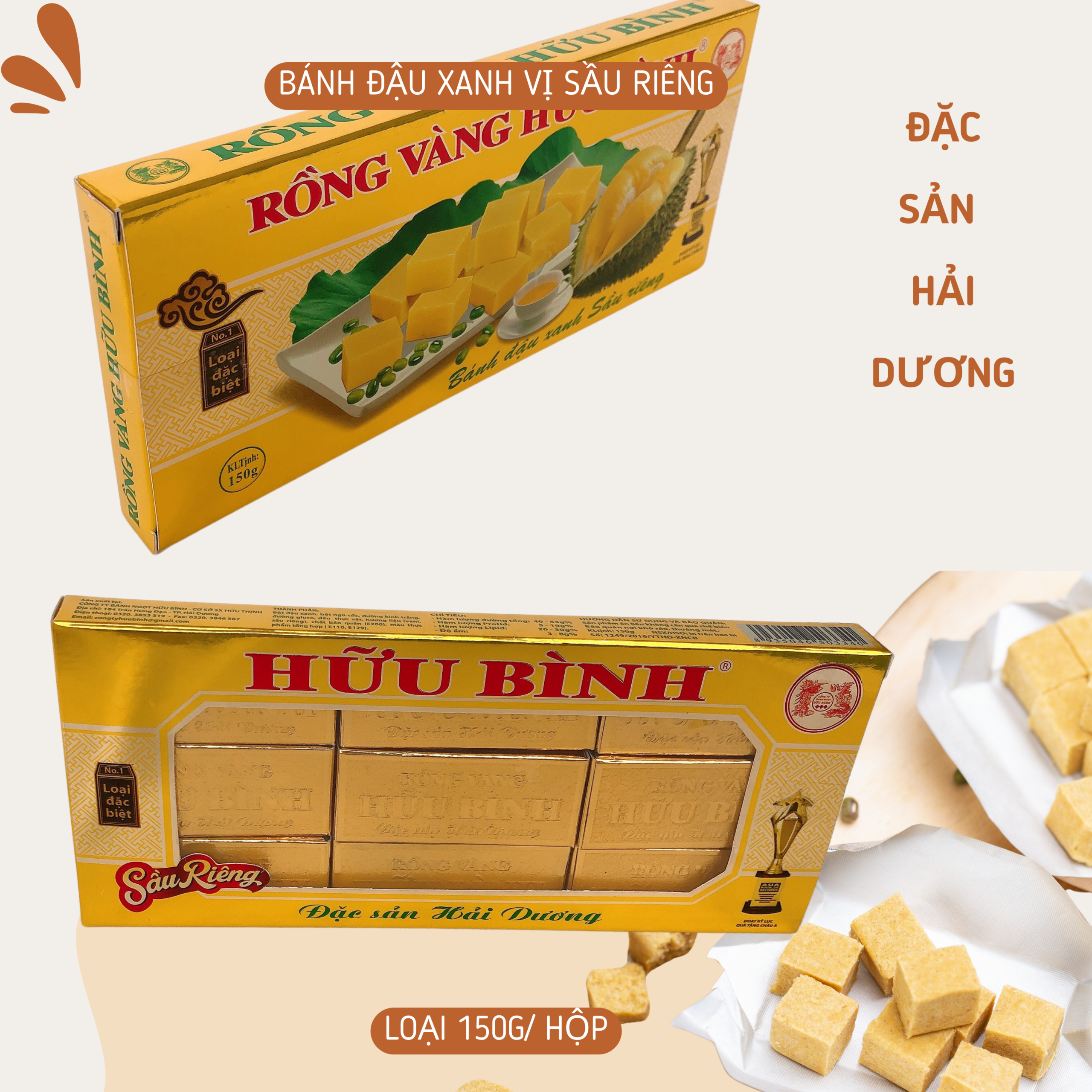Bánh đậu xanh vị sầu riêng 150g #8935046503340
